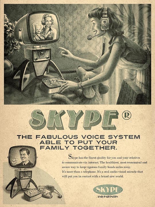 Реклама Facebook, Twitter, Skype i Youtube родом з 60 х