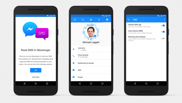 Користувачі Android зможуть отримувати і відправляти SMS через Facebook Messenger