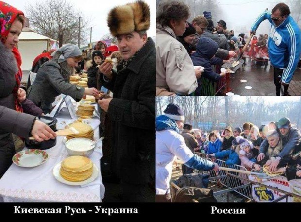 Українці висміюють в соцмережах росіян, які їдять млинці руками з лопат