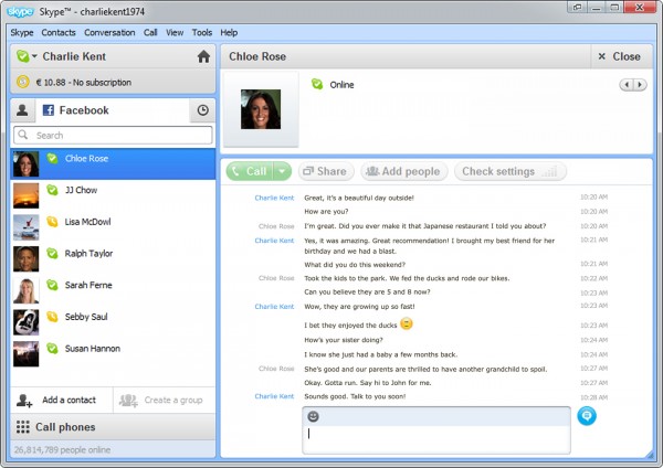Нова версія Skype отримала інтегрований Facebook чат