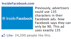 Facebook зменшує розмір зображення та кількість символів у рекламі