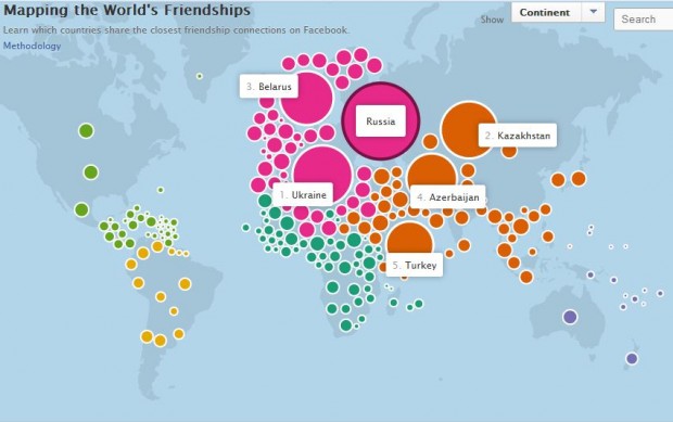 Facebook представила інтерактивну карту «Дружба в світі»