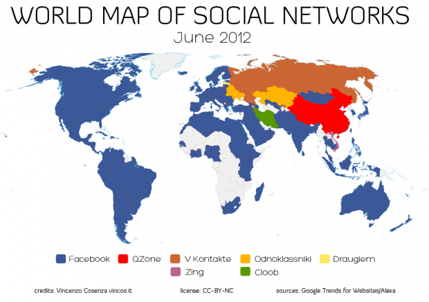Карта соціальних мереж світу   2012