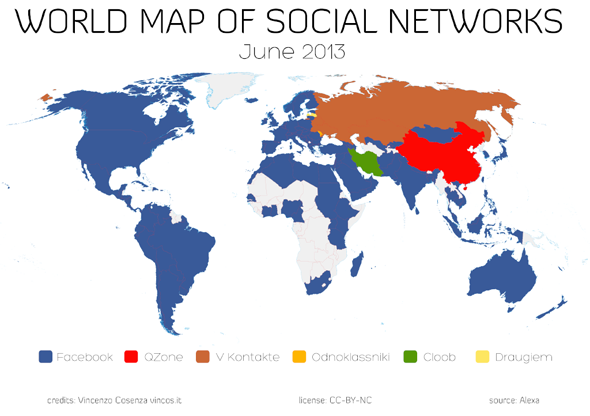 Україна   одна з 10 країн, де Facebook не є соцмережею №1