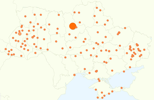Google Analytics почав показувати на картах відвідуваність по областях і містах