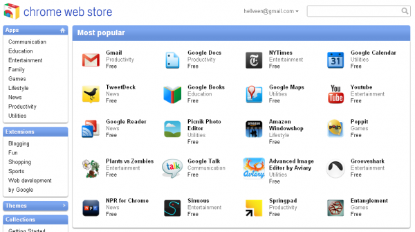 Google відкрив магазин додатків Chrome Web Store