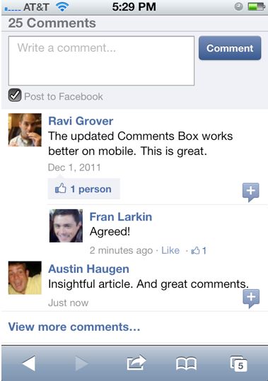 Facebook запустив мобільну версію системи коментування для сайтів