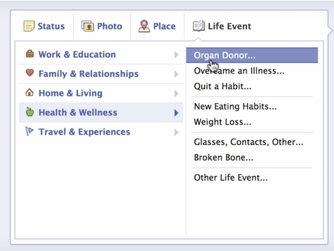 На Facebook зявився статус донора органів