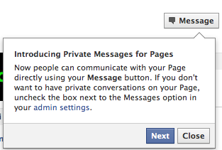 Facebook тестує приватні повідомлення між сторінками і людьми