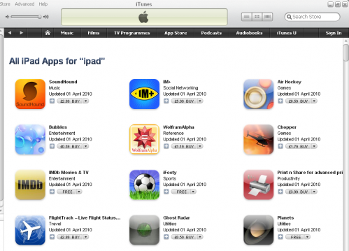 iPad: перші додатки в App Store, відгуки користувачів та список підтримуваних сайтів