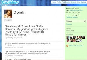 Oprah стала мільйонером на Твітері за 28 днів