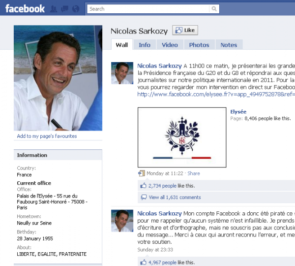 Хакери зламали сторінку президента Франції на Facebook