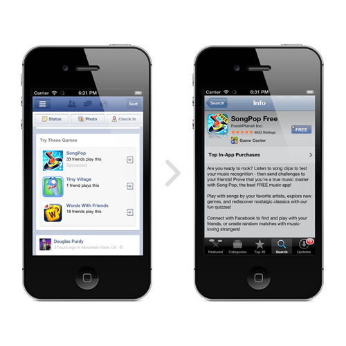 Facebook тестує мобільну рекламу iOS та Android додатків