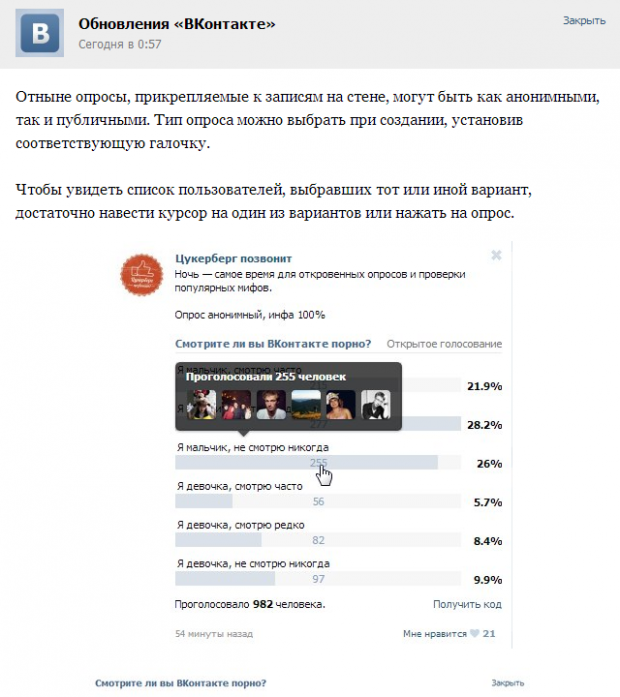 У ВКонтакте можна створювати публічні опитування