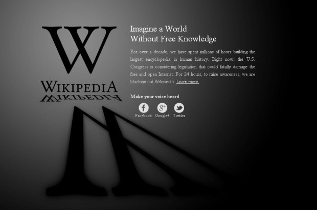 Wikipedia, Wordpress та інші сайти поринули в темряву, протестуючи проти закону SOPA
