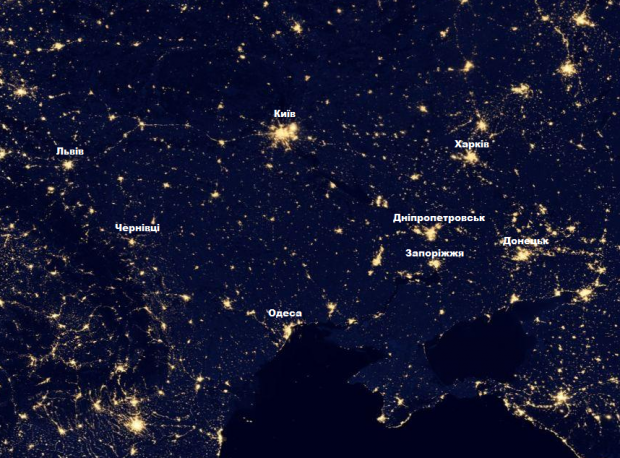 В Google Maps тепер можна подивитись, як виглядає Україна вночі з космосу