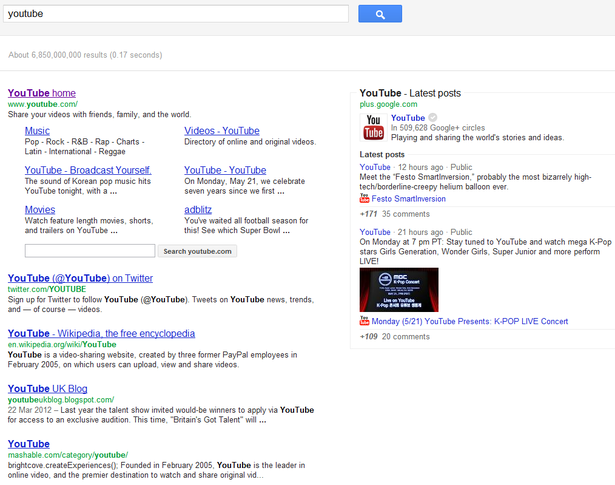 Google почав показувати сторінки брендів з Google+ у пошуку